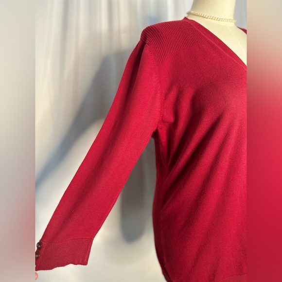Karen Scott Women's Long Sleeve Open Front Red Cardigan (815) - Picture 6 of 11